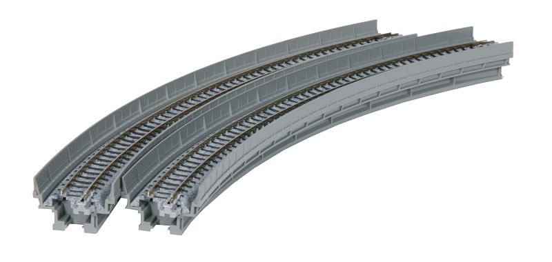 Viadukt-NBS mit Gleis gebogen Viadukt NBS mit Gleis, gebogen 1-gleisig R348-45