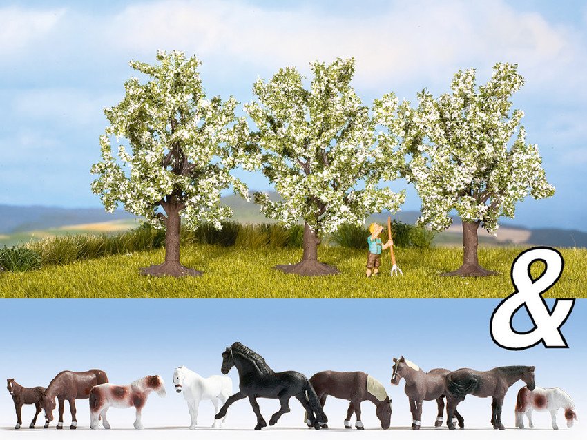Ausschmückungs-Set, Pferde und Obstbäume