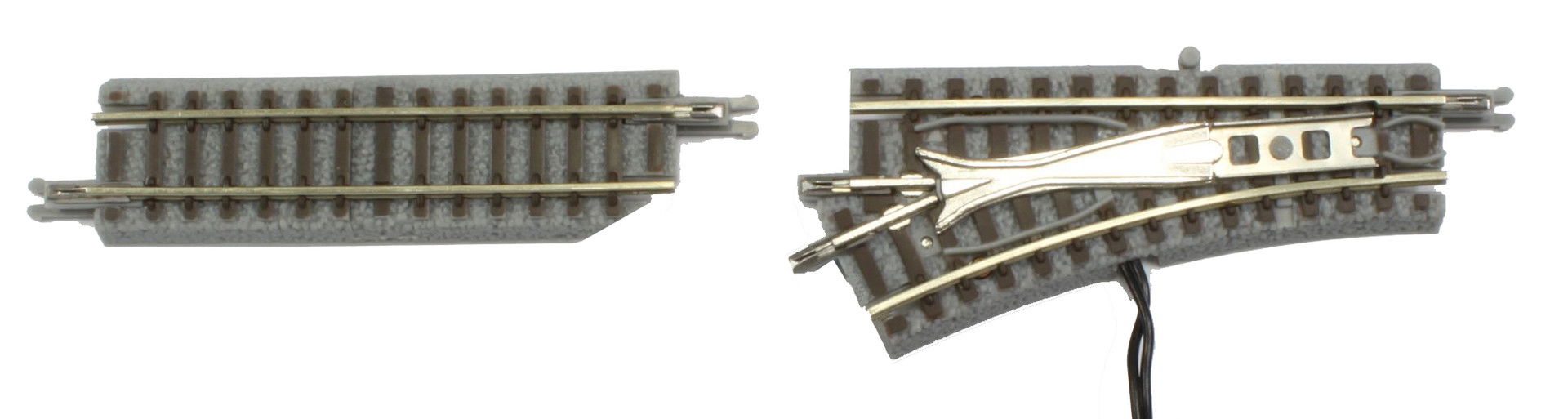Elektr. Weiche links R127-26°, inkl. Gleis gerade Elektr. Weiche links R127-26°, inkl. Gleis gerade