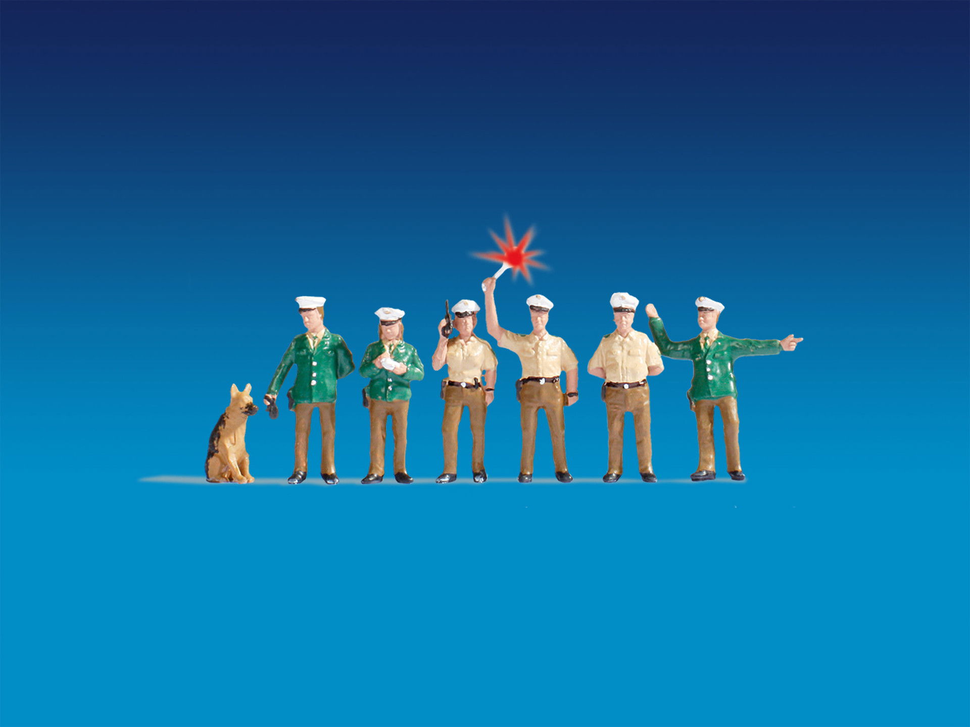 Polizisten Deutschland, grün, beleuchtet Polizisten Deutschland (grüne Uniform), beleuchtet