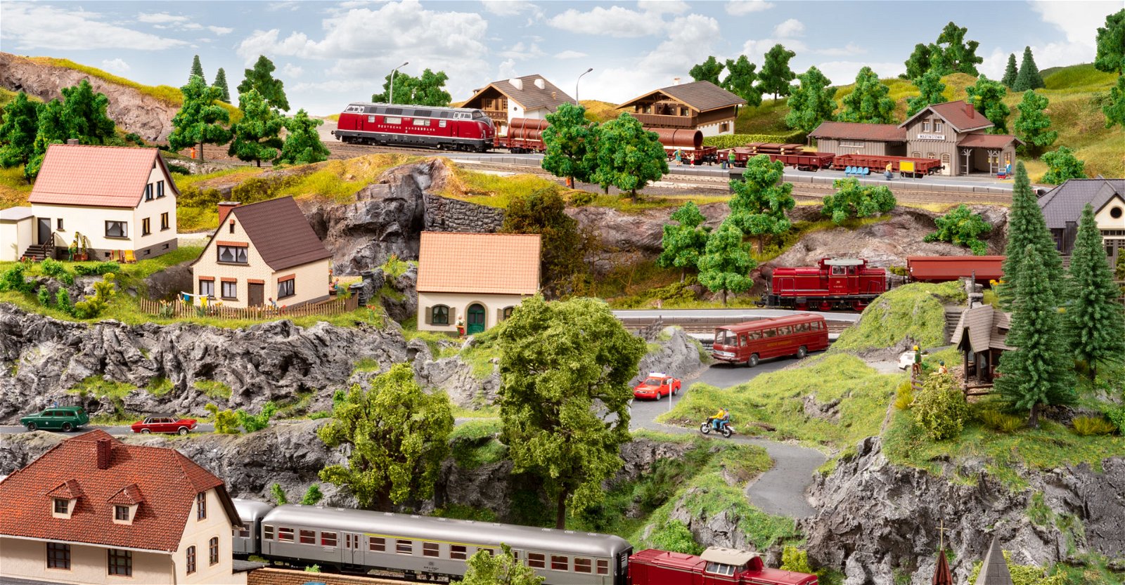 Grüne Plastikmodell Bäume Miniatur Landschaft Landschaft Zug Eisenbahnen 