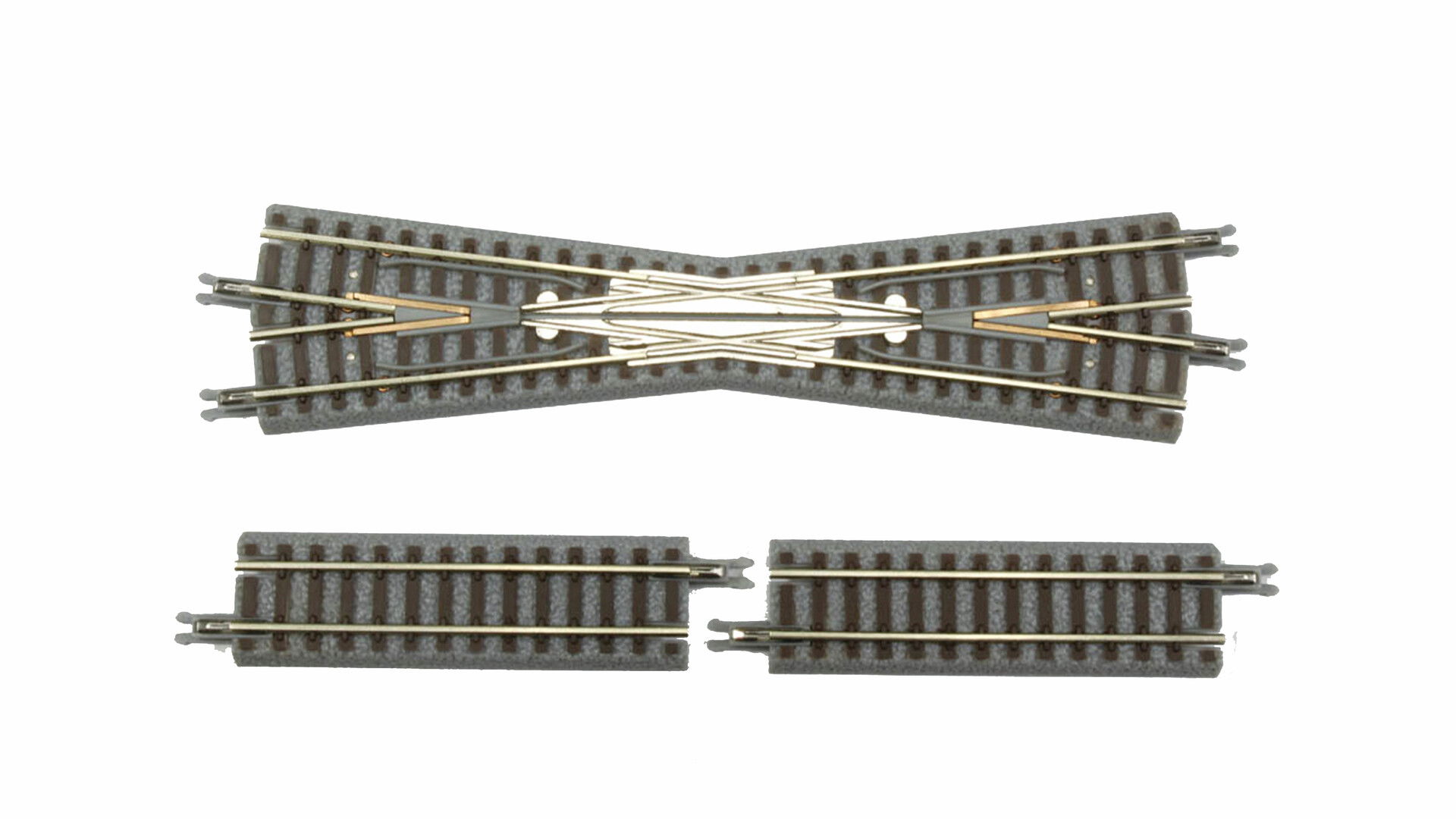 Kreuzung 112,8 mm, 13° + 2x 53,6 mm Gleis gerade Kreuzung 112.8mm, 13° + 2x 53.6 mm Gleis gerade